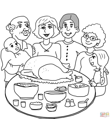 Con estas imágenes aprenderás sobre tu familia. Thanksgiving Family Dinner coloring page | Free Printable ...