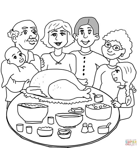 Christmas family dinner coloring pages. Thanksgiving Family Dinner coloring page | Free Printable ...