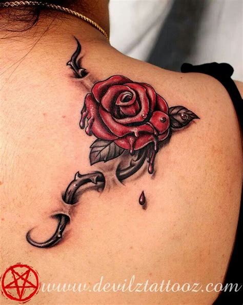 Looking for a more creative clock and rose tattoo design? Love it | Rose vine tattoos, Vine tattoos, Thorn tattoo