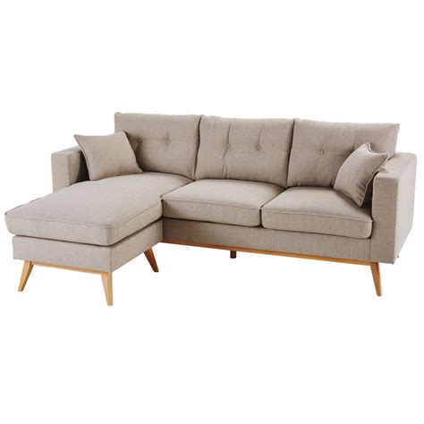 Ecksofas sind insbesondere in kleineren wohnzimmern gern gesehene polstermöbel. 4-5-Sitzer-Ecksofa, beige Brooke | Maisons du Monde