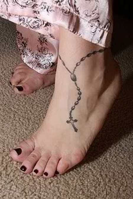 Dont forget to rate and comment this tatto!! Ankle Tattoo # 37 | Rosary ankle tattoos, Cute foot tattoos, Ankle tattoo designs