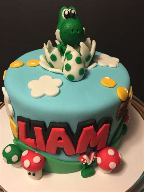 Mario kart themed birthday cake cakecentral. yoshi cake | 7th birthday cakes, Mario birthday cake ...