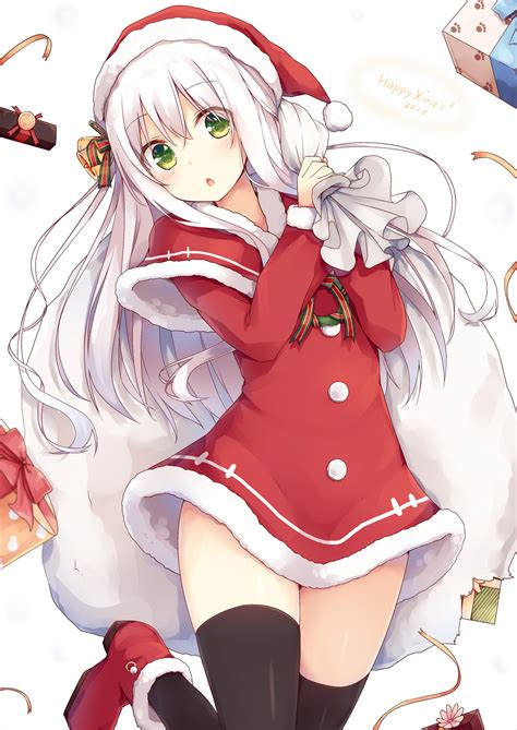 After halting kotaro's plans, corrin stops in the neutral land of izumo to rest. Anime girl blush boots box christmas cloak dress flower green eyes grey hair hat long hair ...