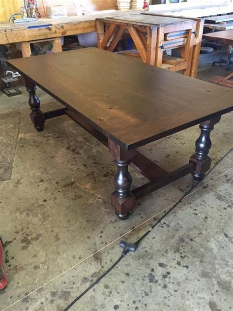 This barstool comes with an upholstered seat made of polyester foam to assure the user's comfort. PB Knock Off Table | Etsy | Dining table, Table, Rustic table