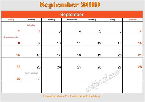 Bila anda perlu ambil cuti? Downloadable 2019 Calendar With Holidays | 2019 calendar ...