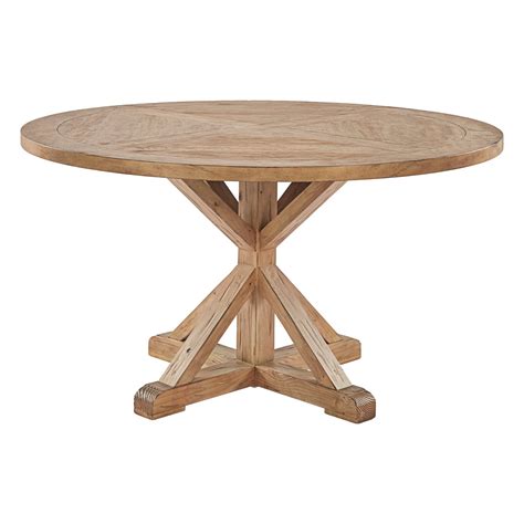 How big is a dining table? 54" Sierra Round Farmhouse Pedestal Base Wood Dining Table ...