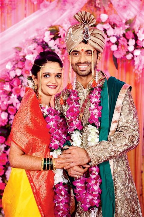 Ajinkya rahane scored over 1000 runs three times in his first five seasons. Sport Animal: Ajinkya Rahane with wife Radhika