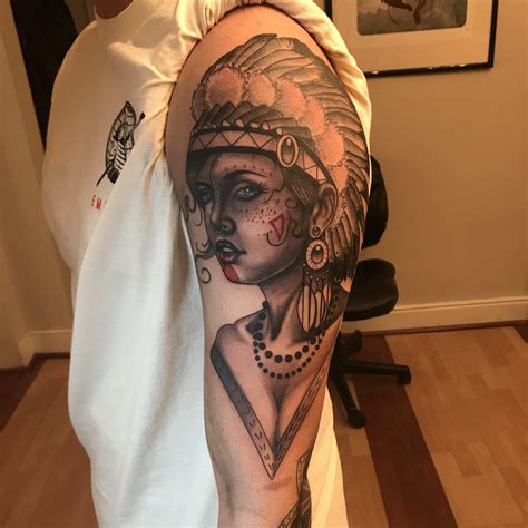 We can't wait to meet you Girl Headdress done by William Van @ Fable tattoo in Richmond VA : tattoos