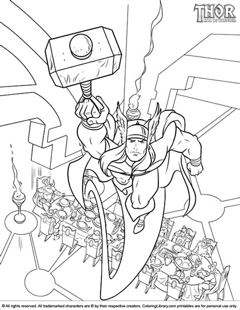 It may vary from above the ears to below the chin. Fun Thor coloring sheet - Coloring Library