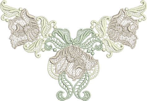 Lace - Antique Flower Design Embroidery Motif - 20 - Designer Lace - b ...