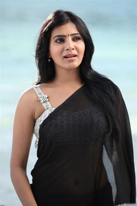 Samantha hot navel in saree pictures 5. Tollywood Actress Samantha Latest Transparent Black Saree ...