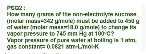 How many grams of water will 100. Answered: How many grams of the non-electrolyte… | bartleby