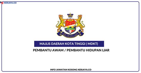 Berikut disediakan maklumat skop kerja atau deskripsi tugas pembantu awam gred h11 termasukjadual gaji minimum dan maksimum beserta syarat lantikan dan kelayakan. Jawatan Kosong Terkini Majlis Daerah Kota Tinggi (MDKT ...