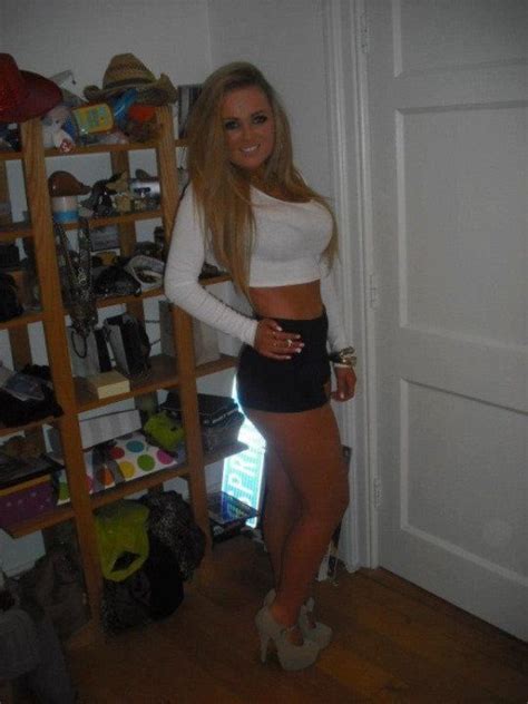 Busty blonde milf gets naughty with younger guy. Tempting blond chav in tight white top and hot pants ...