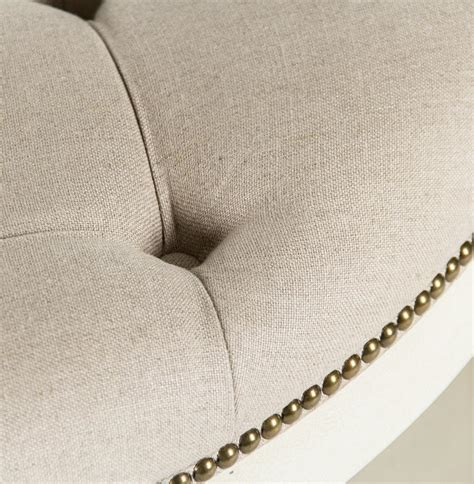 30% linen, 70% cotton cushioned seat. Marseille French Country Cream Ivory Linen Round Tufted ...