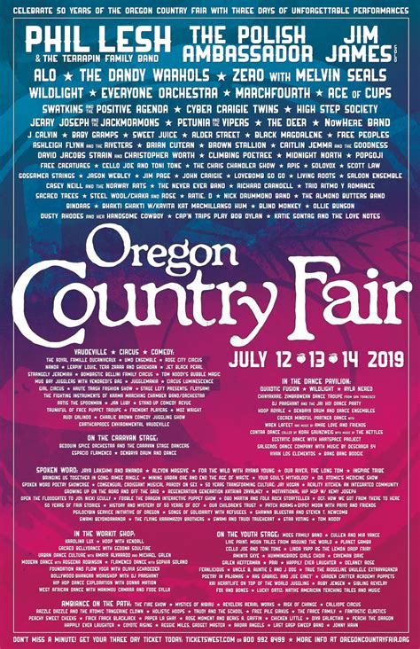 Maybe you would like to learn more about one of these? Oregon Country Fair Announces 2019 Lineup: Phil Lesh, Jim ...