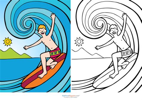 Surfer coloring page silver surfer free coloring pages. Match Up Coloring Pages - Surfing - KidsPressMagazine.com
