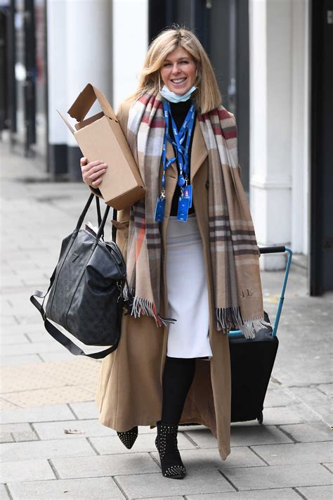 Kate Garraway in a Beige Coat Arrives at the Global Studios in London ...