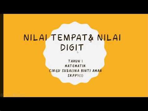 Nilai tempat dan nilai digit online exercise for 2,3. Nilai tempat dan Nilai Digit Tahun 1 - YouTube