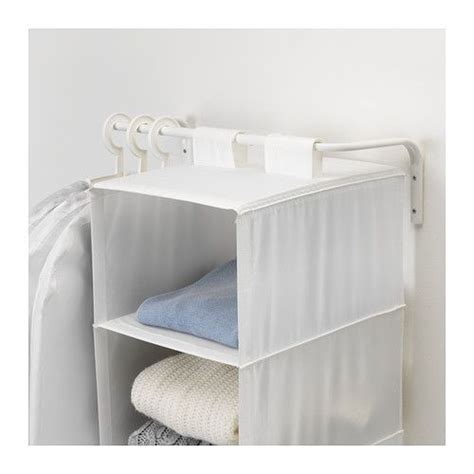 Marder used two of these ikea clothes racks, which sit underneath a long, wooden mounted shelf held up by a few of their white ekby brackets. MULIG Kledingroede - wit 60-90 cm | Ikea, Small room ...