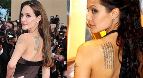 Gothic script tattoo on upper back: Hollywood stars with Indian Tattoos | The Royale