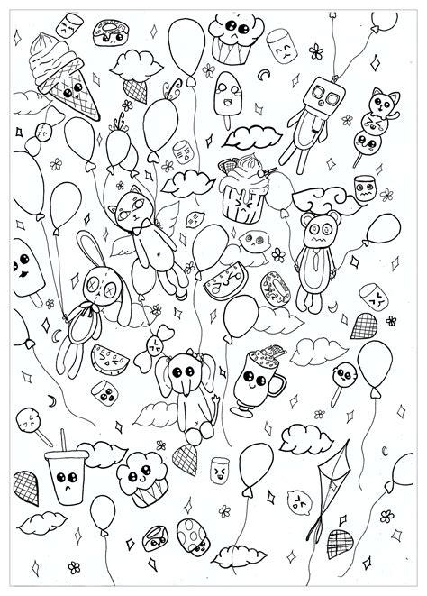 Fancy kawaii coloring pages 74 on coloring site with kawaii. Kawaii to color for children - Kawaii Kids Coloring Pages