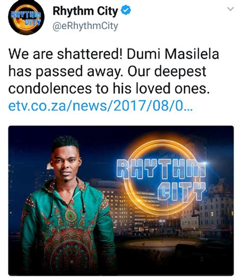 Name place of death age date cause of death; 'Rhythm City' actor Dumi Masilela killed in a Hijacking ...