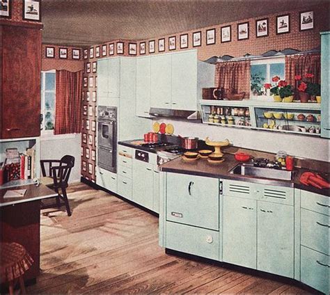 This gorgeous set of 1953 st. 1955 St. Charles Steel Kitchen - Aqua by American Vintage Home, via Flickr | Retro kitchen, 50s ...