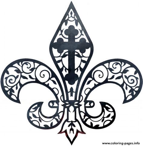 Free printable fleur de lis pattern. Fleur De Lis Ventage By ALT Coloring Pages Printable