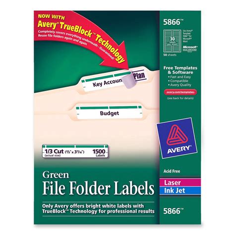 Go to mailings > labels. Avery Rectangle 0.66" x 3.43" Filing Labels - 1500 per box ...