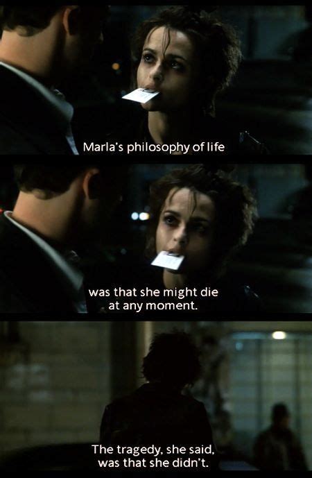 In the movie, she was played by actress helena bonham carter. Fincher's Fight Club | Fight club quotes, Fight club 1999 ...