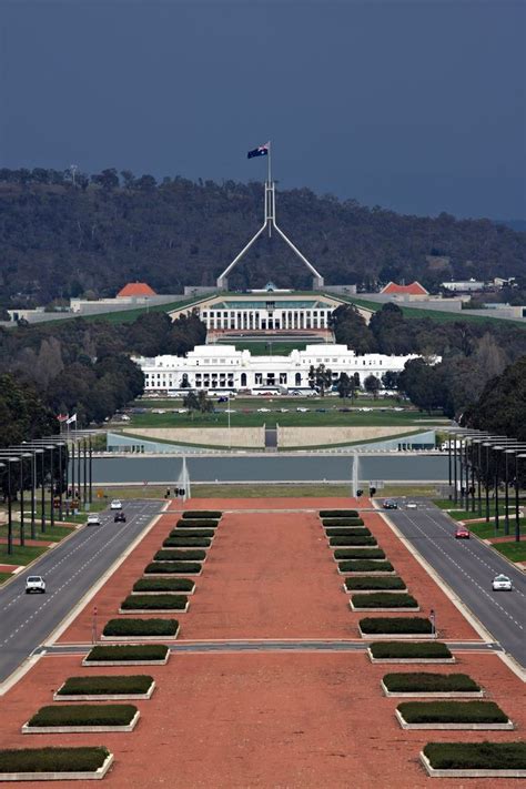 Parliament house in canberra is home to the australian parliament. Anzac Avenue & Parliament house, Canberra, Australia ...