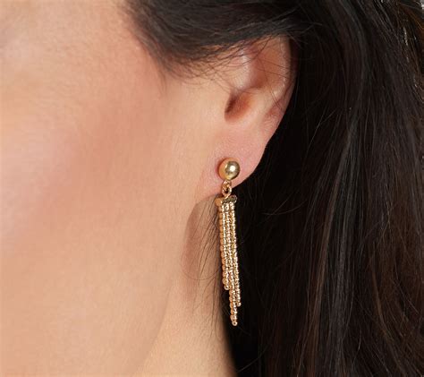 Buy 1 get 1 free. Italian Gold Linear Dangle Earrings, 14K Gold - QVC.com