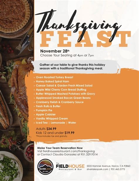 Check spelling or type a new query. SilverLakes Thanksgiving - The FieldHouse Restaurant & Bar