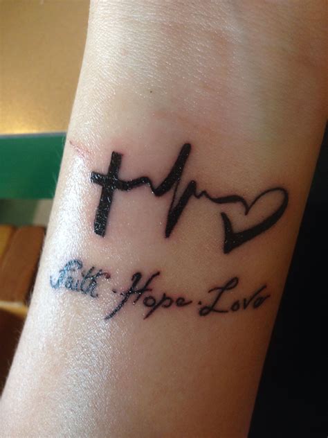 Some people associate the cross with these words as the tattoo represents jesus' sacrifice for the. Wrist tattoo- faith hope love. | Faith tattoo on wrist ...