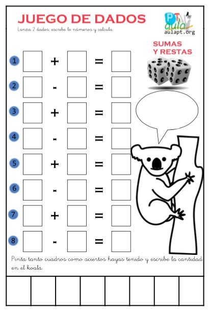 Se les puede dar pistas visibles o elaborar un. 3 PLANTILLAS DE JUEGOS DE DADOS, SUMAS ,RESTAS Y ...