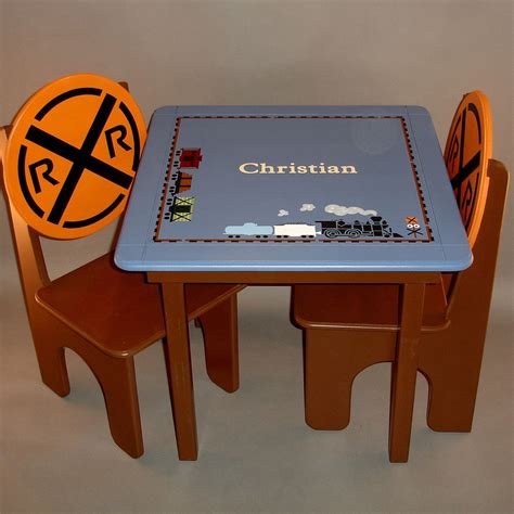 Price includes table with reversible scenes all train pieces all tracks all buildings and bridges pick up only. Personalized Train Table and Chairs Set by ...