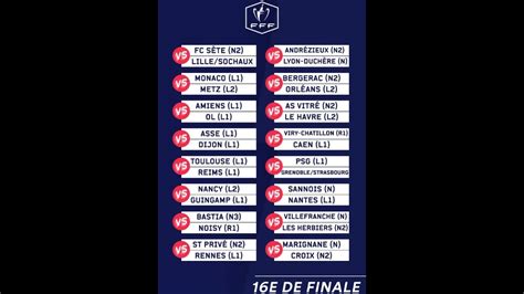 Posté le 7 février 2020 dans actualités, coupe de france par admin. Le tirage au sort des 16ème de final de la coupe de france ...