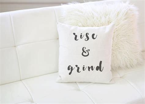 This arrangement uses euro pillows as the backdrop. Rise & Grind Pillow | Farmhouse pillows, Cabin pillows, Pillow quotes