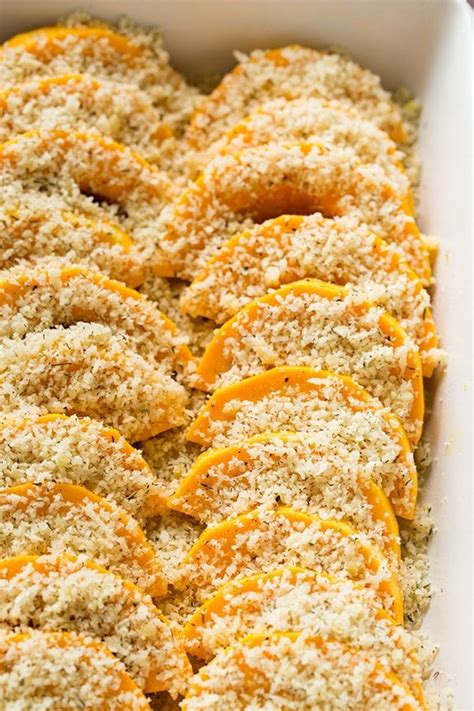 Peel, halve lengthwise and seed squash; Parmesan Butternut Squash Gratin - Cooking Classy (With ...