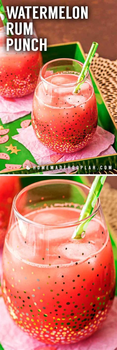 Grab some watermelon juice and rum to whip up this fun, tasty, and refreshing watermelon rum slush ~ it may just be the perfect summer sipper. Watermelon Rum Punch - Homemade Hooplah