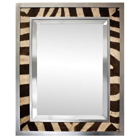 43'' h x 33'' w x 2'' d; Original Zebra Skin Mirror at 1stdibs