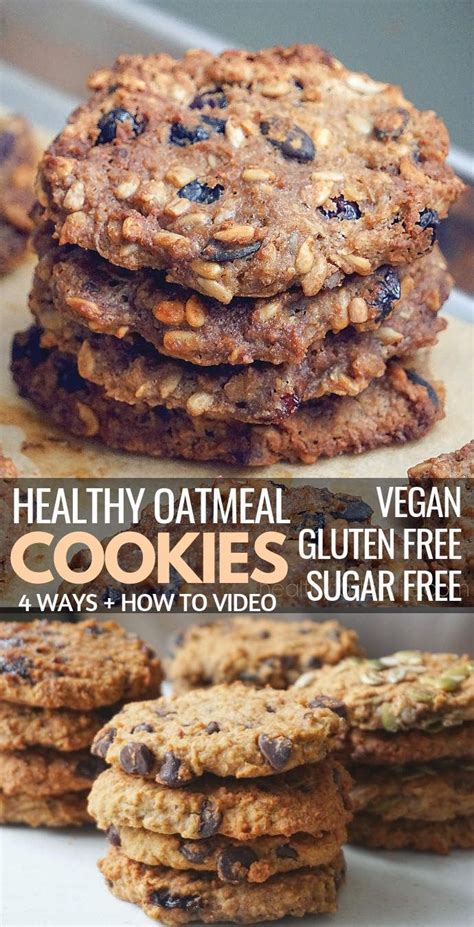 Healthy Gluten Free Vegan Oatmeal Cookies 4 Ways | Recipe ...