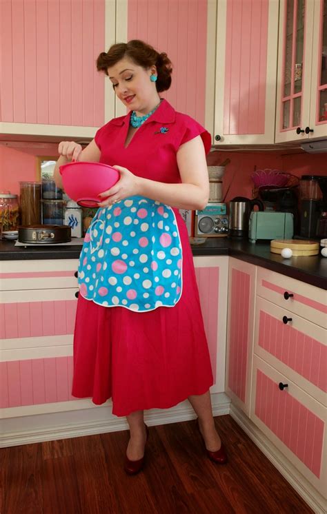 Doing something naughty for sissy hubby. Red Lips Pink Apron
