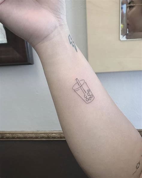 No matter what the size, big or small, all tattoo are cool! Single needle boba tea tattoo.