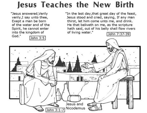 There is a coloring area of jesus with five smiling children. Nicodemus Coloring Pages | Bible study topics, Bible ...