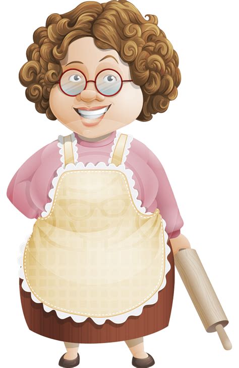 Vector Granny Cartoon Character - Granny Five-Course Meal ...