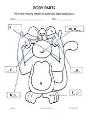 Are you teaching 'my body' to your preschool or kindergarten class? ESL Kids Worksheets Body Parts Worksheets