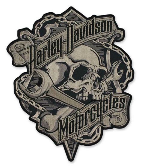 Hier verkaufe ich diverse harley davidson patches und pins. Harley-Davidson® Embroidered Grim Skull & Wrench Emblem ...