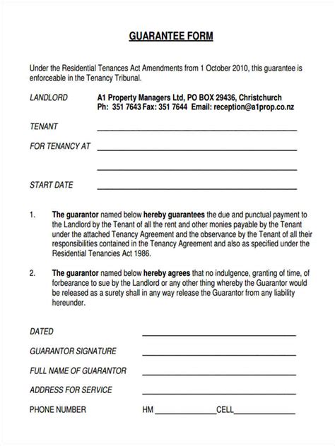 Please assist me in providing a simple guarantor's form format, which will be filled by employees guarantor/next of kin. FREE 8+ Guarantor Agreement Forms in PDF